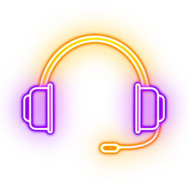 Orange and Purple neon headphones